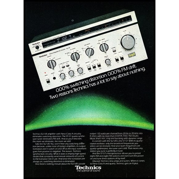 1981 Technics AU-V8 Amplifier Stereo Tuner Vintage Print Ad Audiophile Wall Art - Picture 1 of 1